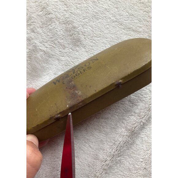 Vintage Willson Goggles Metal Eyewear Case Olive Green 5.5" Long*Read(Just Case) - Picture 7 of 8